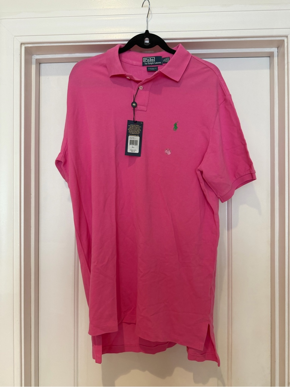 Ralph Lauren Men's Hot Pink Polo Shirt with Green Pony